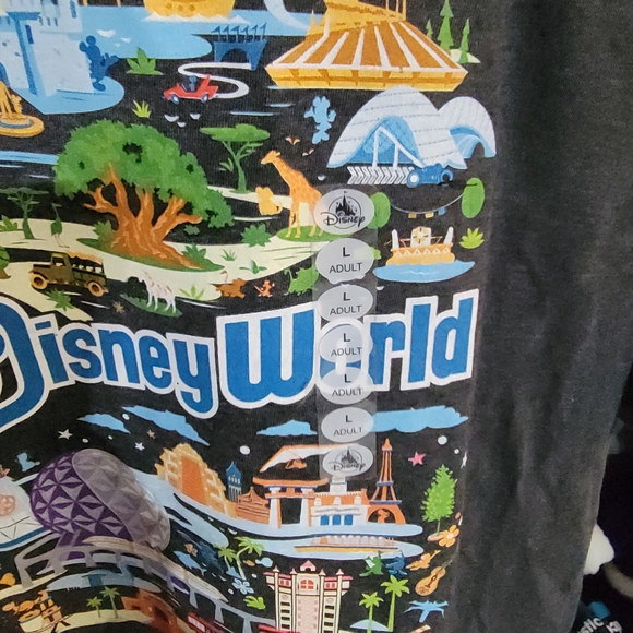 Disney Adult Charcoal T-Shirt with Colorful Park Design - Picture 2 of 5